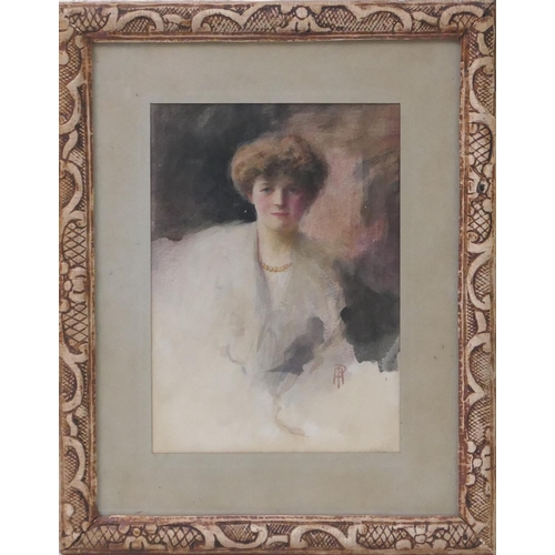 526 - Percy Anderson (1851-1928), Portrait of Mrs Copland-Griffiths, watercolour, signed with a monogram, ... 