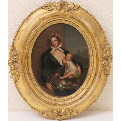 556 - German School (mid 19th Century), Pair, 'L'abandon' and a companion picture, oils on zinc panel, ova... 