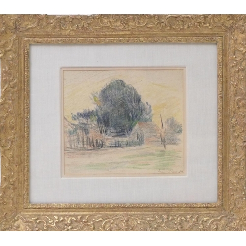 558 - Maximilien Luce (1858-1941), St Laurent, coloured crayon, signed and titled, 19cm x 22cm
Provenance:... 