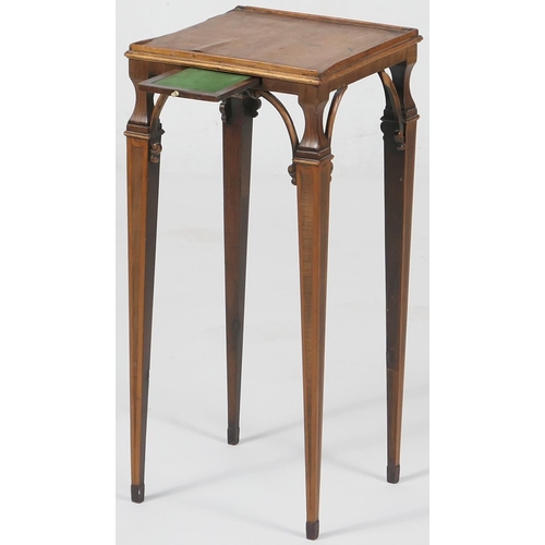 752 - Sheraton Period inlaid satinwood kettle stand, circa 1780, galleried square top over a pull out drip... 