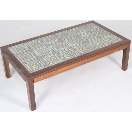 793 - Trigh, Denmark, rosewood and tile topped coffee table, circa 1970s, the top inset with 18 lava glaze... 