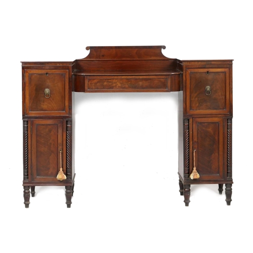 767 - George IV mahogany sideboard of small proportions, circa 1825, twin pedestal form with a central dra... 