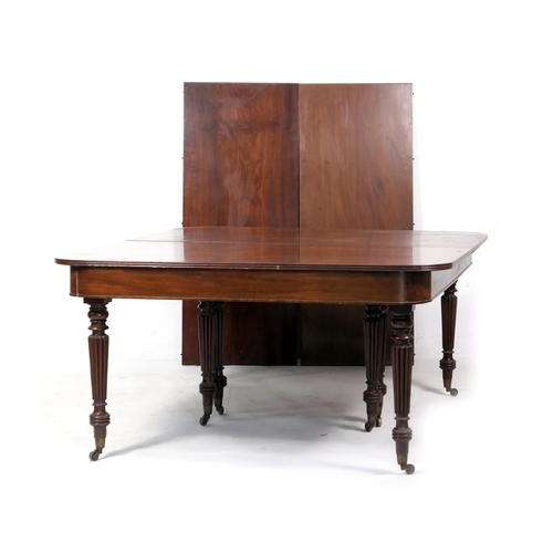 773 - George IV mahogany extending dining table, circa 1825, the top with D-shaped ends, with a reeded edg... 