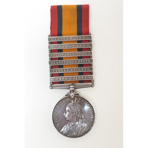 571 - Queen's South Africa medal with six clasps, awarded to No.13 Cy Sgt Mjr D.A. Ford, 10th Compy. Imp. ... 