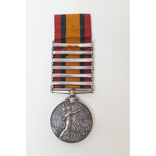 571 - Queen's South Africa medal with six clasps, awarded to No.13 Cy Sgt Mjr D.A. Ford, 10th Compy. Imp. ... 