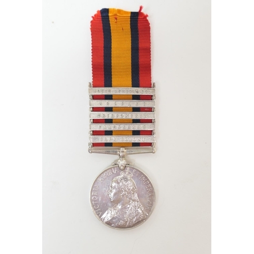 573 - Queen's South Africa medal with five clasps, awarded to 3092 Pte. R. Harper Gordon Highrs.