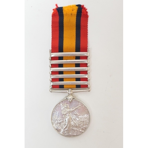 573 - Queen's South Africa medal with five clasps, awarded to 3092 Pte. R. Harper Gordon Highrs.