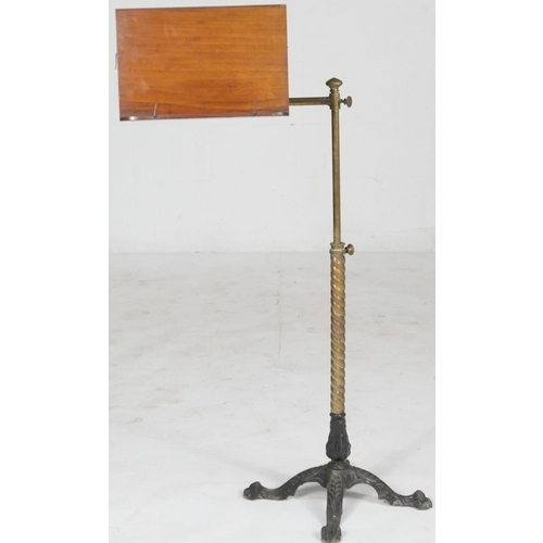 786 - Victorian brass and mahogany adjustable lectern, patented by J Carter, Mortimer Street, London West,... 