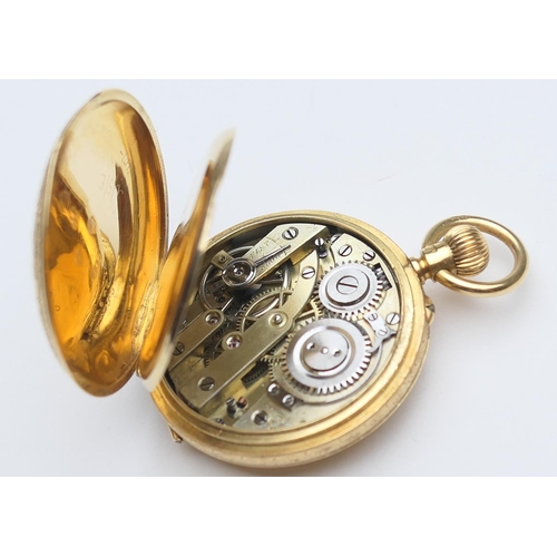 410 - Victorian 18ct gold and enamelled lady's fob watch, hallmarked Birmingham 1886, the case chased with... 