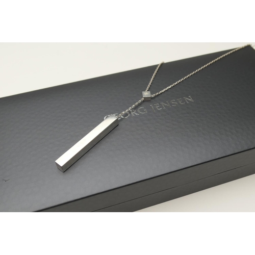 431 - Georg Jensen silver pendant necklace, model no. 593a, pendant drop 10cm, necklace length 60cm, boxed