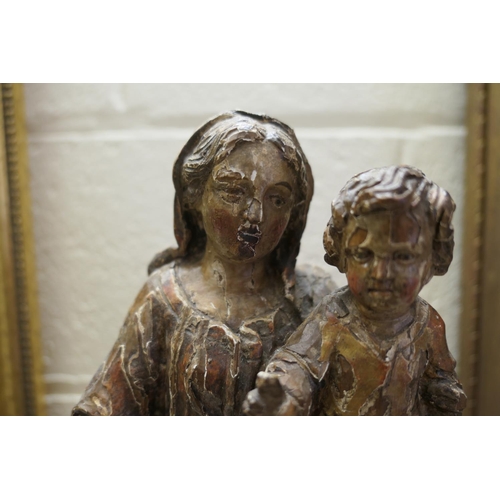 652 - Continental painted carved limewood figure of the Madonna and the Infant Christ, 17th or 18th Centur... 