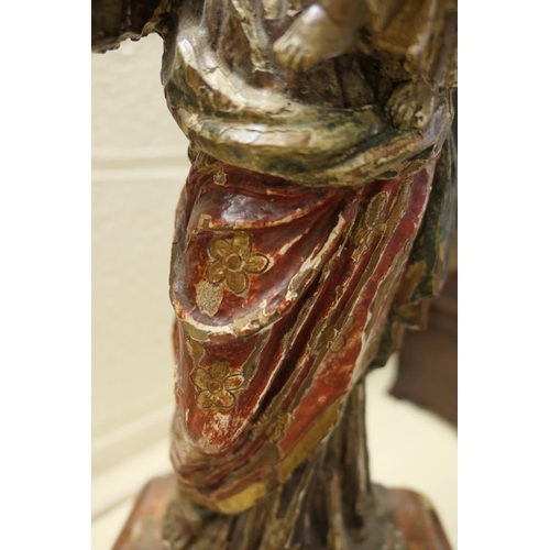 652 - Continental painted carved limewood figure of the Madonna and the Infant Christ, 17th or 18th Centur... 