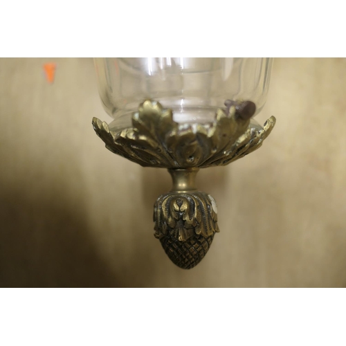 669 - French cast brass and cut glass hall lantern, 63cm drop