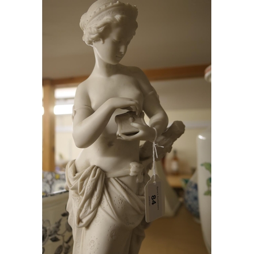 84 - Victorian Minton Parian figure 'Pandora', circa 1861, modelled by A Carrier-Belleuse, the base with ... 