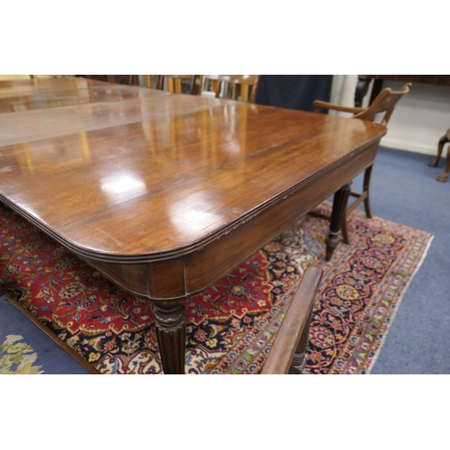 773 - George IV mahogany extending dining table, circa 1825, the top with D-shaped ends, with a reeded edg... 