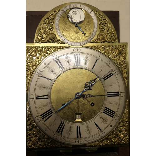 784 - John Braithwaite, Hawkshead (circa 1722-40), mahogany eight day longcase clock, having a swan neck p... 