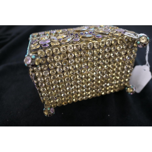 443 - Late Victorian or Edwardian jewelled silver gilt casket, circa 1900, rectangular form worked through... 