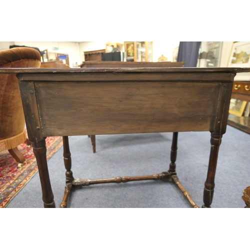 704 - Charles II oak joined side table, circa 1680, the two plank top over a single long drawer with doubl... 