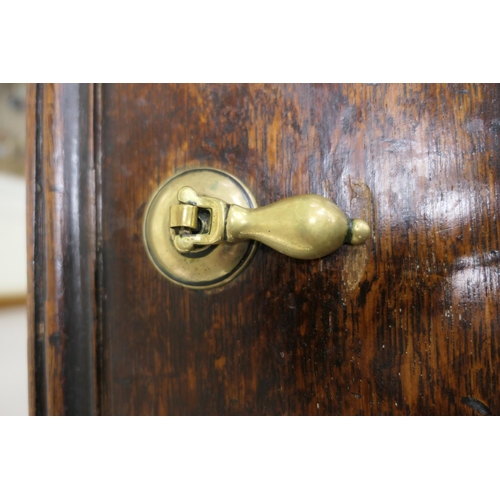 704 - Charles II oak joined side table, circa 1680, the two plank top over a single long drawer with doubl... 