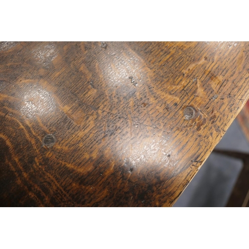 704 - Charles II oak joined side table, circa 1680, the two plank top over a single long drawer with doubl... 