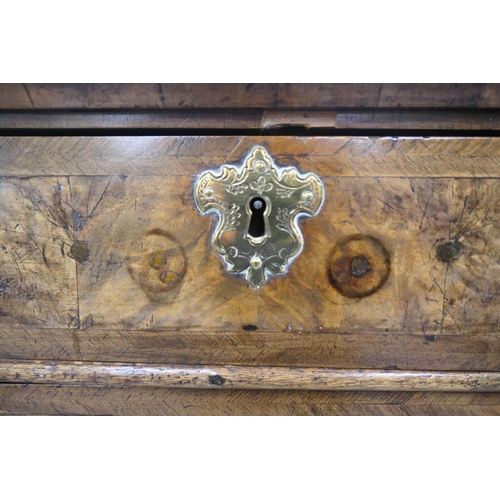 736 - Queen Anne walnut chest on stand circa 1710, of small proportions, fitted with two short and two lon... 
