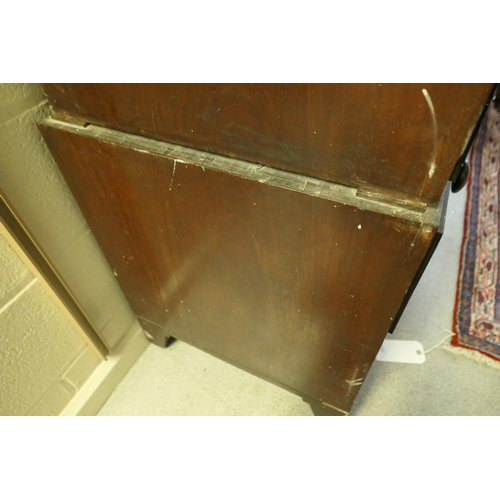 749 - Pair of late George III mahogany and satinwood banded chests on chests, circa 1800-20, each fitted w... 