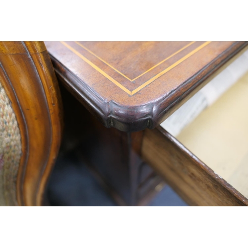 745 - George III mahogany and inlaid kneehole desk, circa 1800 and later, the top with satinwood and harew... 