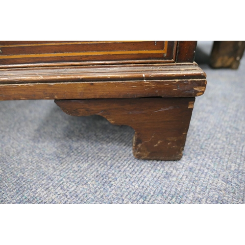 745 - George III mahogany and inlaid kneehole desk, circa 1800 and later, the top with satinwood and harew... 