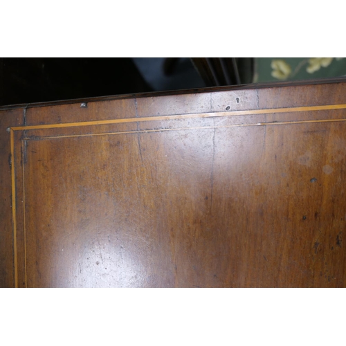 745 - George III mahogany and inlaid kneehole desk, circa 1800 and later, the top with satinwood and harew... 