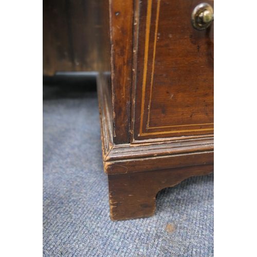 745 - George III mahogany and inlaid kneehole desk, circa 1800 and later, the top with satinwood and harew... 