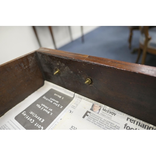 745 - George III mahogany and inlaid kneehole desk, circa 1800 and later, the top with satinwood and harew... 