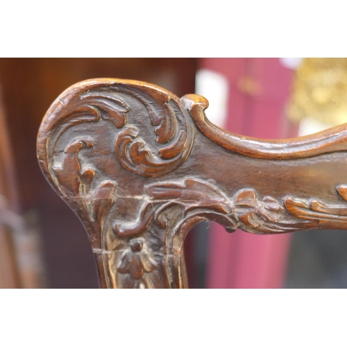 693 - Chippendale style carved mahogany armchair, possibly Irish, 19th Century, interlaced carved splat ba... 