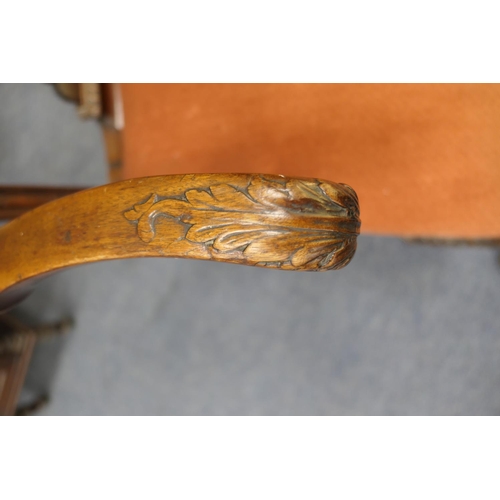 693 - Chippendale style carved mahogany armchair, possibly Irish, 19th Century, interlaced carved splat ba... 