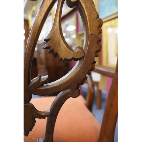 693 - Chippendale style carved mahogany armchair, possibly Irish, 19th Century, interlaced carved splat ba... 