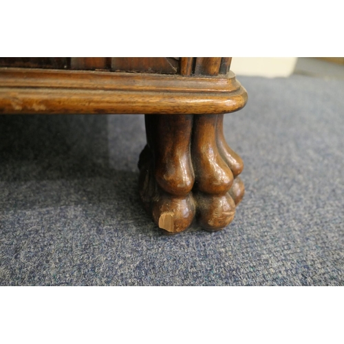 743 - George V walnut inverted breakfront sideboard, circa 1910-30, having four drawers with lion's mask r... 