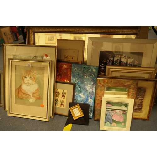 133 - Assorted framed and unframed pictures, prints and mirrors