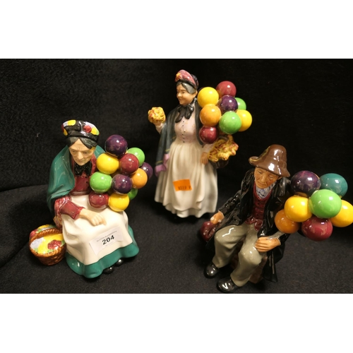 204 - Three Royal Doulton 'Balloon Seller' figures