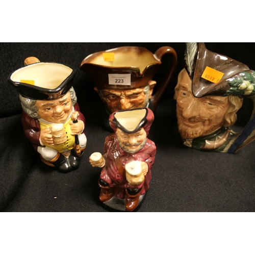 223 - Two Royal Doulton large character jugs, Royal Doulton character jug 'Falstaff' and a further Doulton... 