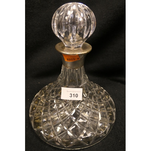 310 - Modern silver mounted cut glass ship's decanter, Birmingham 1979, 22.5cm