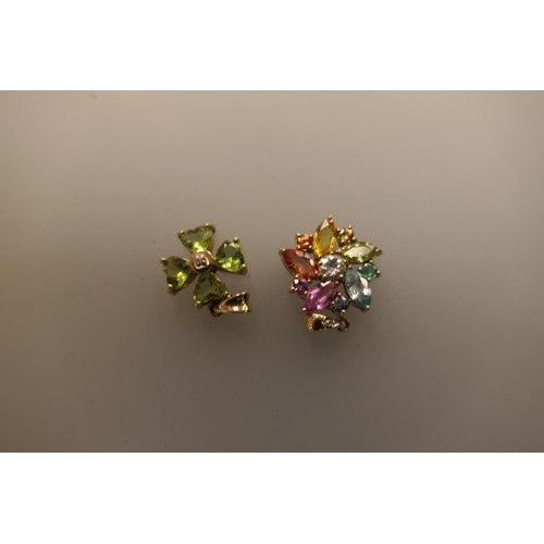 346 - Two 9ct gold multi-gem set pendants