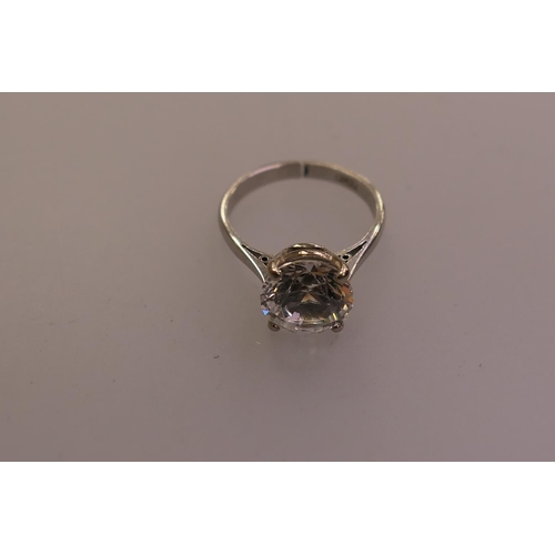 360 - White sapphire solitaire ring set in platinum, stone approximately 3.5ct (the ring cut), gross weigh... 