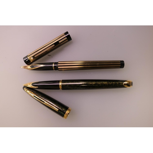 405 - Waterman fountain pen with 18ct gold nib, original box; also a Sheaffer fountain pen with 14ct gold ... 