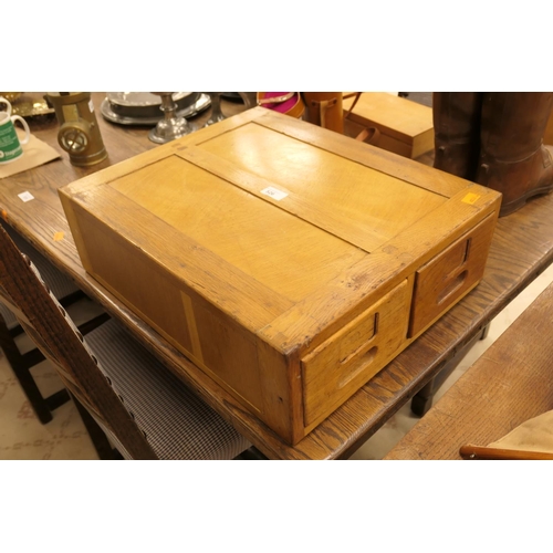 526 - GWR oak two drawer filing box