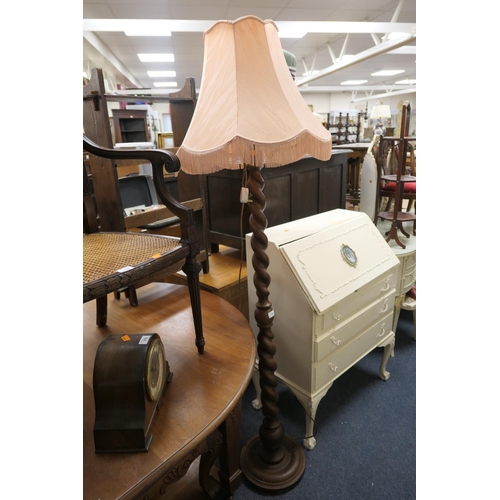 579 - Barley twist stained beech standard lamp