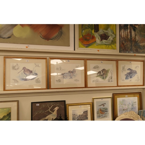 584 - Four Nigel Hemming prints of wildlife