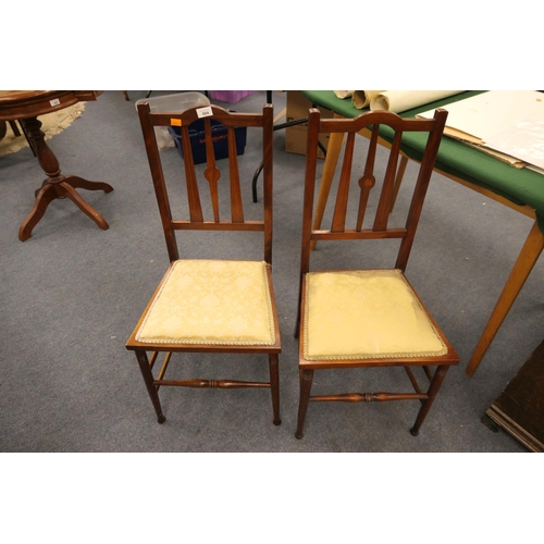 684 - Two Edwardian mahogany and inlaid side chairs