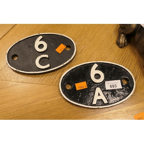 693 - Railway Interest: Two cast iron shed plates