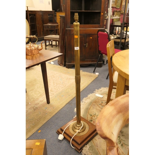 714 - Mahogany and brass standard lamp