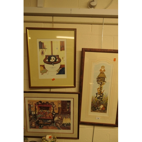 95 - Three Linda Jane Smith limited edition prints of cats including 'Bird's eye view', all signed and em... 