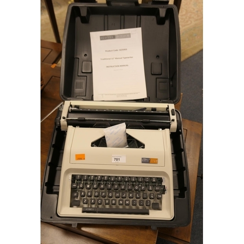 701 - Scotts of Stow cased portable typewriter